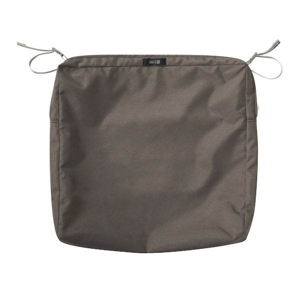 Classic Accessories Ravenna Water-Resistant 21x21x3" Patio Seat Cushion Cover, Dark Taupe 60-424-015101-RT - main